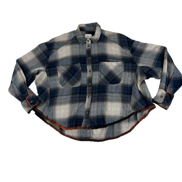 BDG Urban Outfitters Flannel Women's XS-TP Blue and Gray Plaid Oversize - Picture 1 of 7